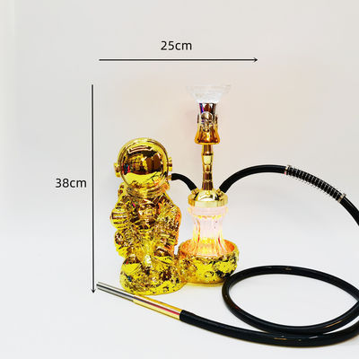 Ρεζίνη 38CM Hookah Design Χρυσό λευκό αλουμίνιο 1 σωλήνα Shisha με φως LED