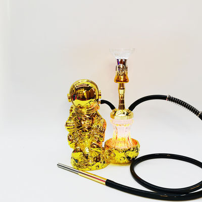 Ρεζίνη 38CM Hookah Design Χρυσό λευκό αλουμίνιο 1 σωλήνα Shisha με φως LED