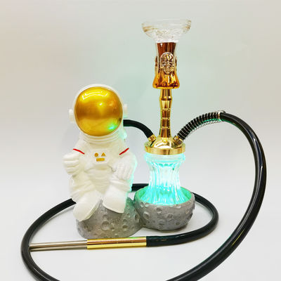 Ρεζίνη 38CM Hookah Design Χρυσό λευκό αλουμίνιο 1 σωλήνα Shisha με φως LED