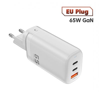 65W GaN 3 θύρες USB Type-c Travel Adapter για υψηλής ταχύτητας φόρτιση πολλών συσκευών