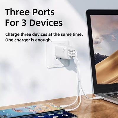 65W GaN 3 θύρες USB Type-c Travel Adapter για υψηλής ταχύτητας φόρτιση πολλών συσκευών