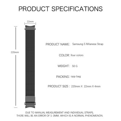 50G Μιλανέζικα Loop Stainless Steel Smartwatch Bands για το Samsung Galaxy Watch 5 44mm 40mm
