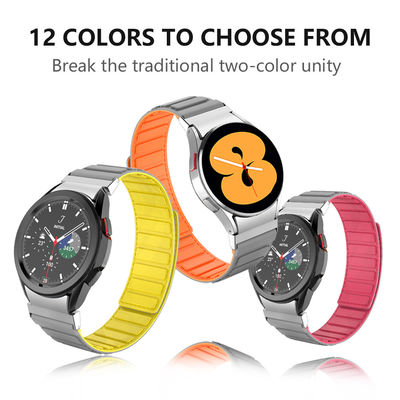 22mm SamSung Watch 4 Μαγνητικό δερμάτινο ιμάντα με διπλό χρώμα περιστροφή και νάιλον