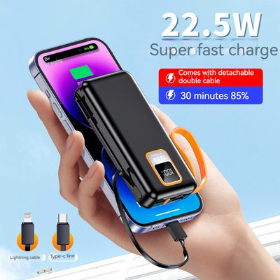 Εξωτερικό 10000mAh TC Port Mini 22.5W ταχεία φόρτιση Power Bank με καλώδιο και πραγματική χωρητικότητα