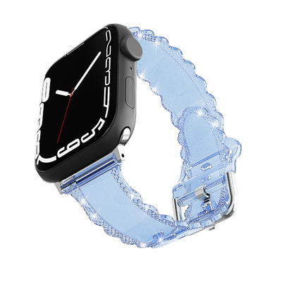 Πιο δημοφιλές στυλ πολυτελείας για το Apple Watch 45mm Clear Glitter Lace Diamond Replacement Band