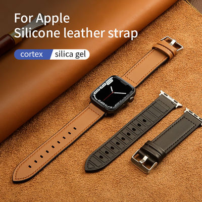 22mm Σιλικόνιο δερμάτινο ρολόι ιμάντα για iWatch σειράς 6 5 4 3 2 1 SE πολυτελή και ανθεκτική