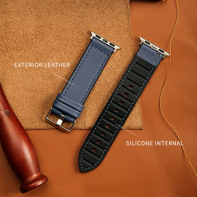 22mm Σιλικόνιο δερμάτινο ρολόι ιμάντα για iWatch σειράς 6 5 4 3 2 1 SE πολυτελή και ανθεκτική