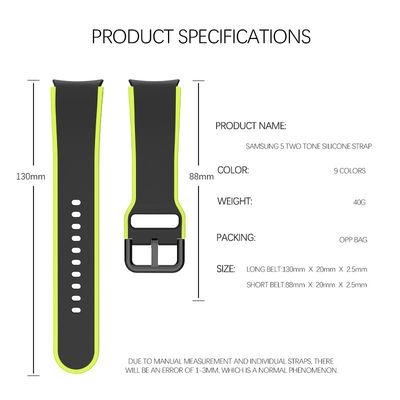 Samsung Galaxy Watch 5 40mm 44mm Σιλικόνιο ιμάντα με διπλό πρόσωπο σχεδιασμό Band πλάτος 20mm